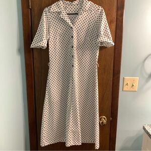 Vintage 50's retro dress, white with navy polka dots, retro style